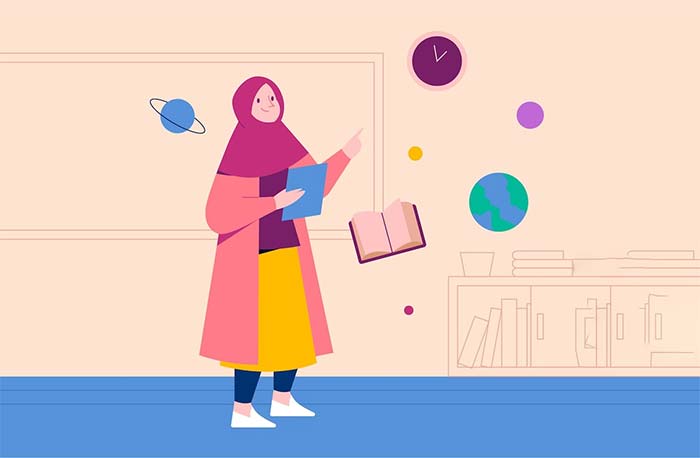 دختری در حال یادگیری عربی
