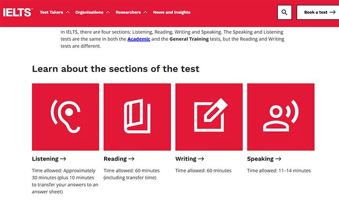 وب‌سایت رسمی خود IELTS جنرال