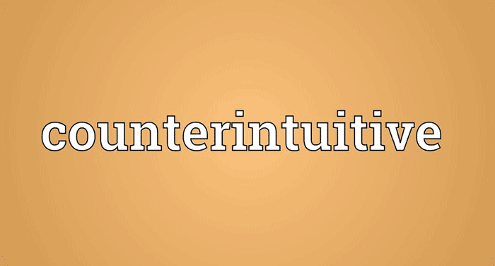 به انگلیسی counterintuitive