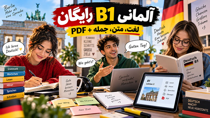 آموزش زبان آلمانی سطح b1 رایگان: لغات، متن و جملات (PDF)